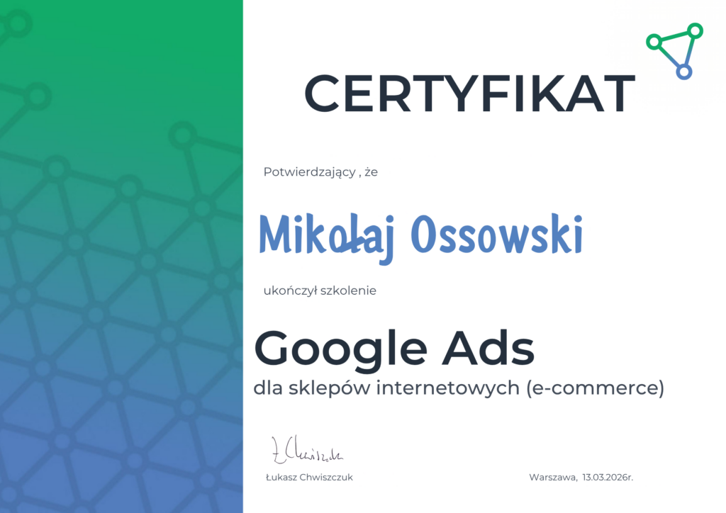 Certyfikat Google Ads